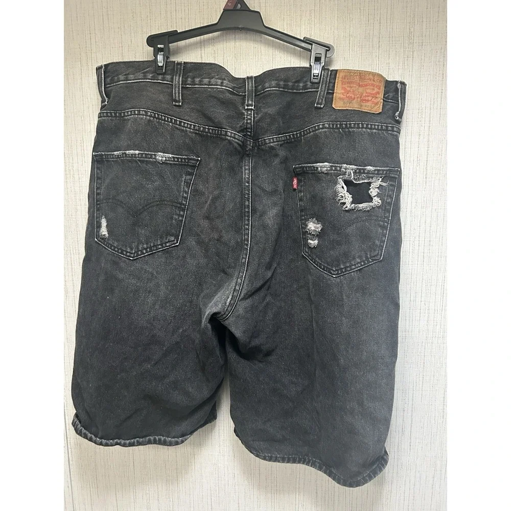 Levi Men's 569 Black Denim Super Distressed Shorts Size 42